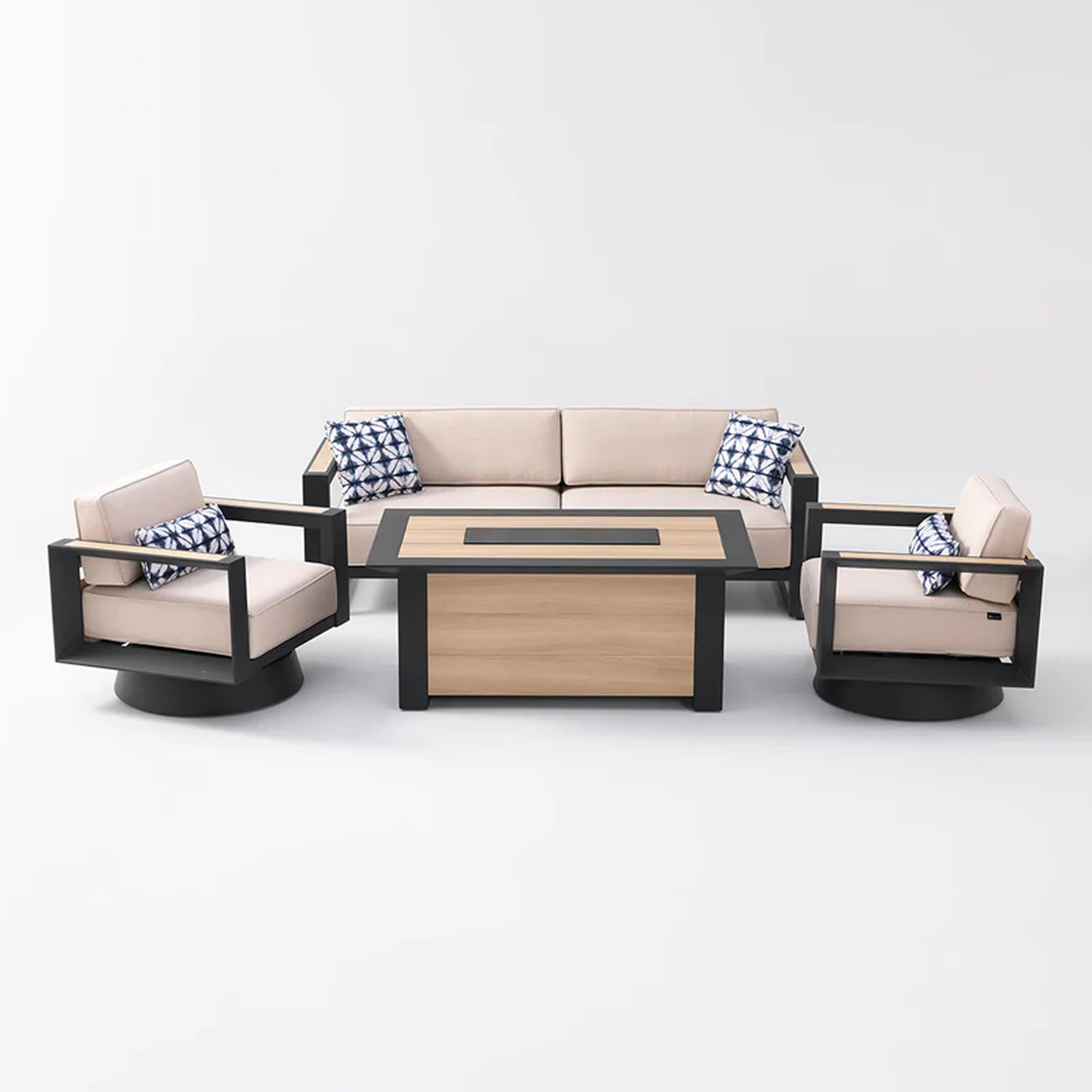 Bundle Set - Mirador 4-piece conversation fire pit + 3-piece conversation set